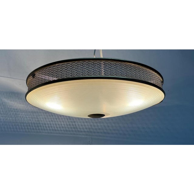 Mid-Century Modern German Metal, Mesh and Glass Plafoniere Pendant Lamp, 1960s For Sale - Image 14 of 18