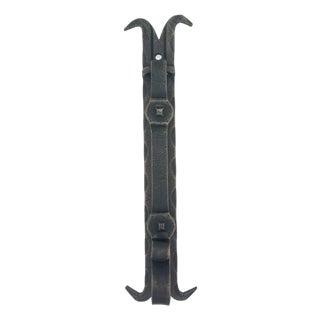 Hand-Forged Wrought Iron Drop Pull & Door Knocker (Gold Patina) Medieval Swing Hardware For Sale