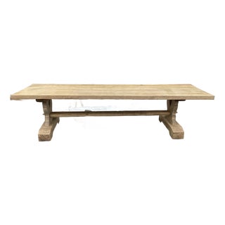 10Ft. Antique French Weathered Oak Farm Table For Sale