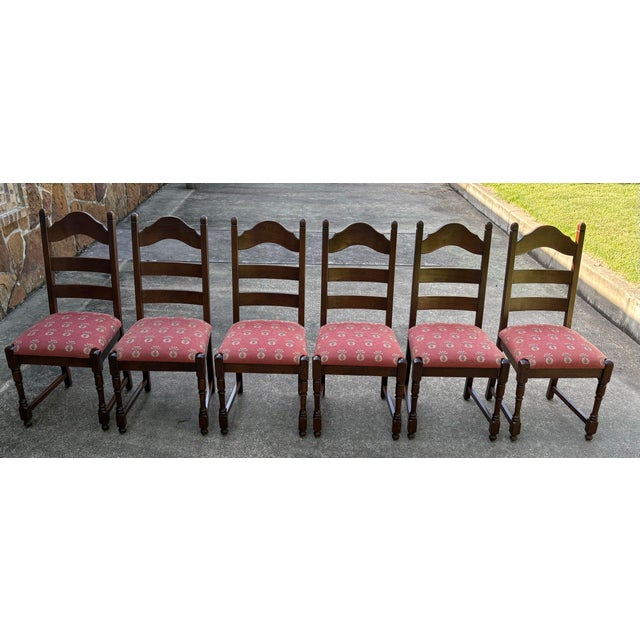 Mid 20th Century French Country Ladder Back Dining Chairs - Set of 6 For Sale - Image 5 of 12