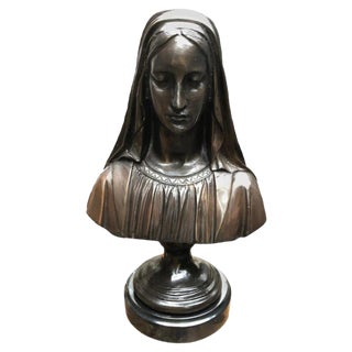 Bronze Virgin Mary Bust, France, 20th Century For Sale