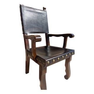 Early 20th Century Old World Spanish Revival Colonial Frailero Armchair For Sale