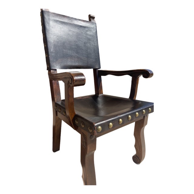 Early 20th Century Old World Spanish Revival Colonial Frailero Armchair For Sale