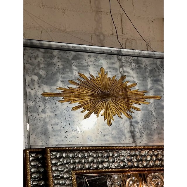 2000 - 2009 French Jansen Eglomise' Trumeau Mirror For Sale - Image 5 of 6