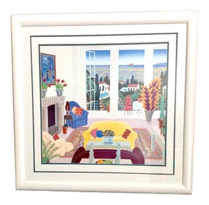1980s Thomas McKnight Bel Air Large Unsigned Serigraph on Paper - Framed