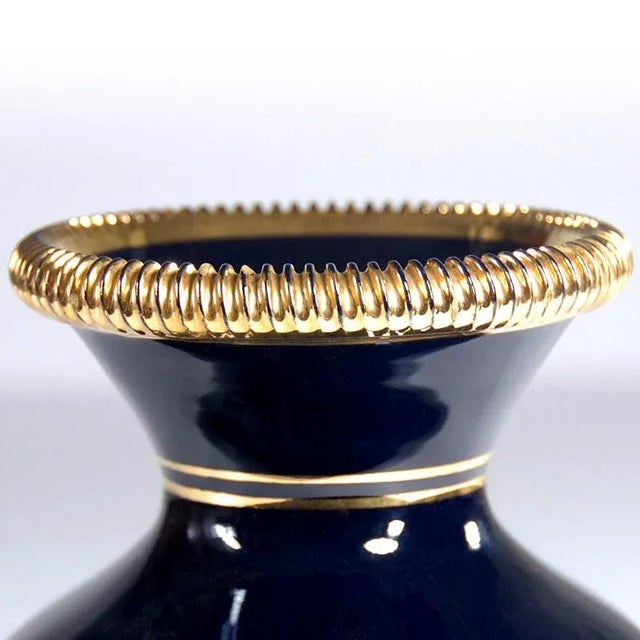 Italian glazed and gilded ceramic vase. Probably designed by Italo Casini for Fiorentine Italy. Signed. Vintage object...