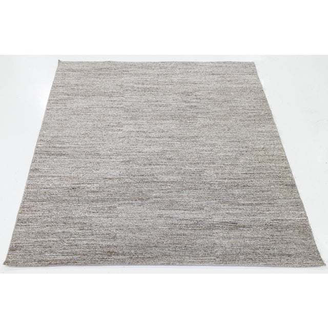 Modern Modern Marbled Grey Soumak Pet Rug Eco-Friendly & High-Traffic 8x10 For Sale - Image 3 of 10