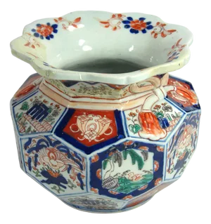 Oktagonal Imari Handpainted Japan Vase, 1890s