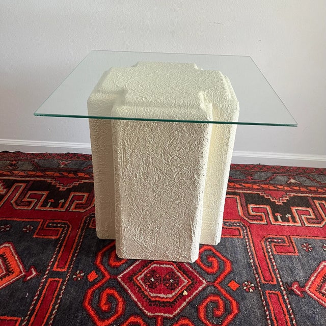 Wood 1970s Vintage Postmodern Side Table -Plaster For Sale - Image 7 of 8
