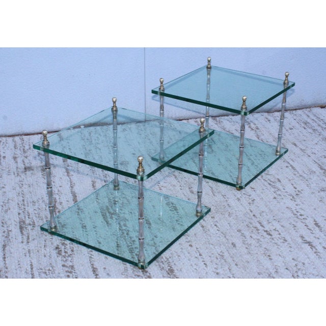 Faux Bamboo Two-Tier End tables by Baker - A Pair For Sale - Image 9 of 13