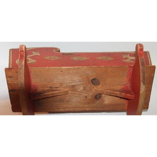 Wood 19thc Original Paint Decorated Pennsylvania Doll Cradle For Sale - Image 7 of 8