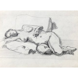 1980s Resting Female Nude Drawing by John Reilly For Sale