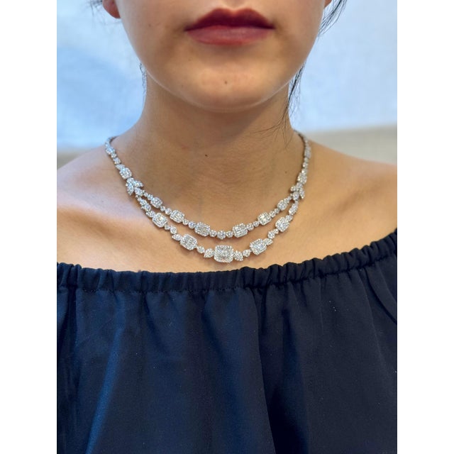 18 Carats VS E Quality Diamond 18 Karat White Gold Necklace Bridal Brand New For Sale - Image 14 of 18