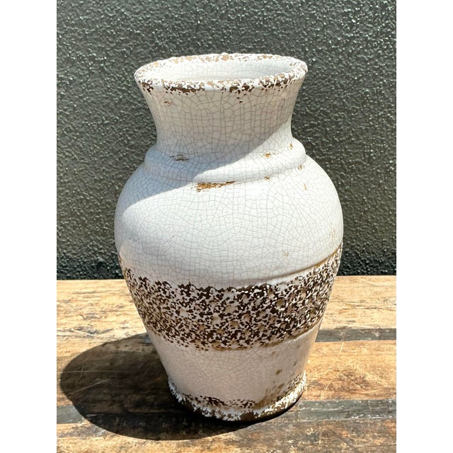 Vintage Crackle Glazed Ceramic Vase For Sale - Image 11 of 12