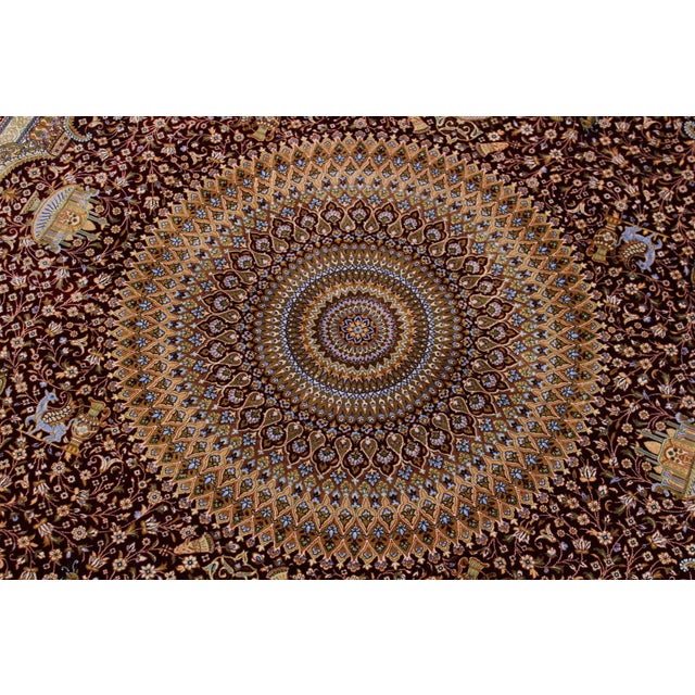 Fine Artisan Hand Knotted Red Silk Rug – 4'9" X 7'3" For Sale - Image 4 of 9