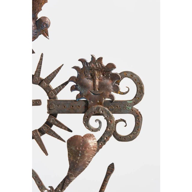 1960s Vintage Guadalupe Hermosillo Escobar of Chiapas Hand Forged Wrought Iron Rooftop Cross For Sale - Image 5 of 10
