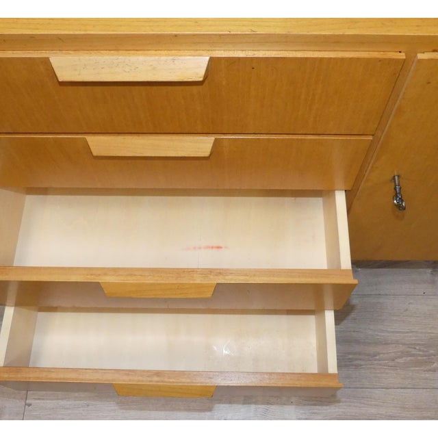 Tan Linen Cabinet in Light Elm Wood, 1960s For Sale - Image 8 of 18