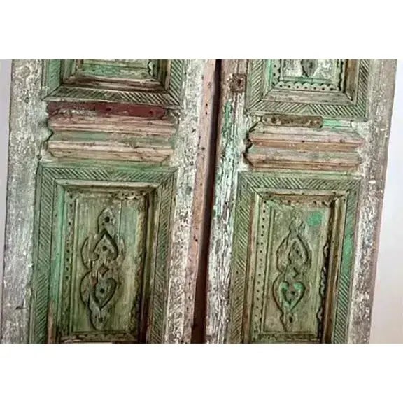 Rustic European Pair Antique Vintage French European Tall Wood Doors For Sale - Image 3 of 7