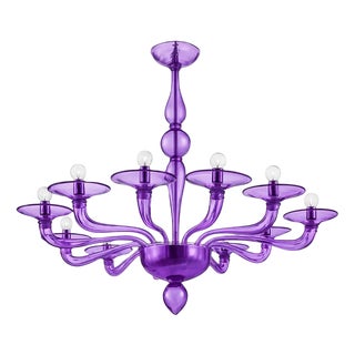 Italian Violet Murano Style Glass Chandelier by Simoeng For Sale