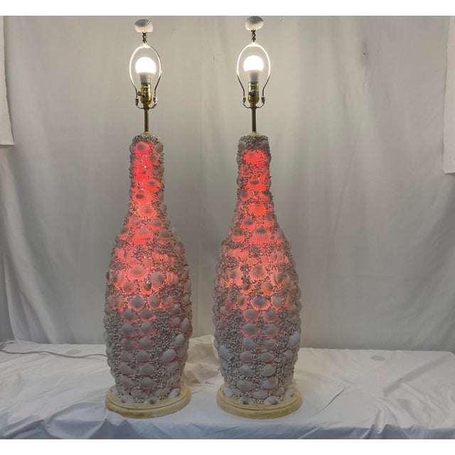 Huge Custom Made Sea Shell Lamps - a Pair For Sale - Image 10 of 11