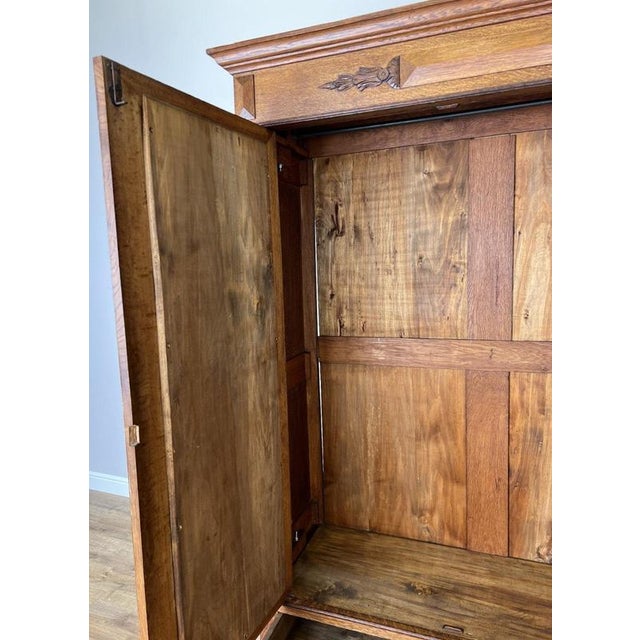 French Two-Door Wardrobe in Oak with Mirror For Sale - Image 17 of 18