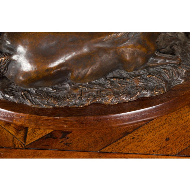 Signed Suzanne Fiedler Cast Bronze Sculpture of a Mare and Her Foal Dated 1974 For Sale - Image 11 of 11