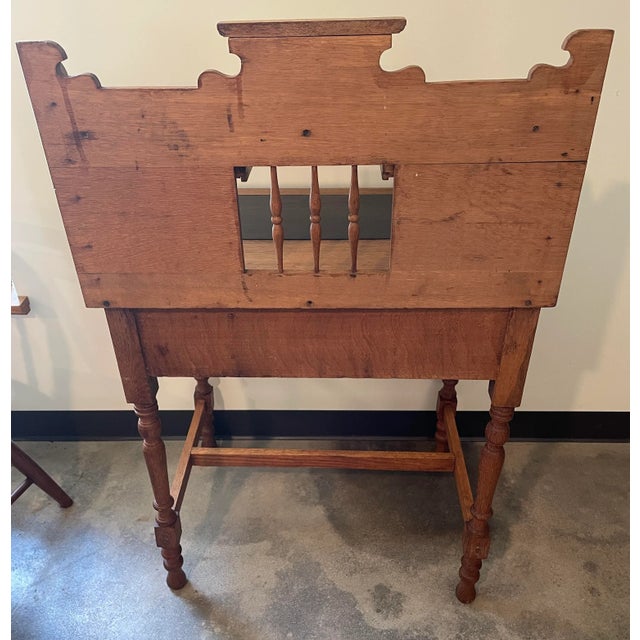Wood Vintage Oak Writers Desk For Sale - Image 7 of 9