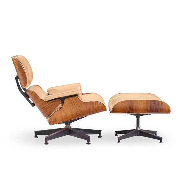 Brown Charles and Ray Eames for Herman Miller Mid Century Rosewood Eames Chair and Ottoman For Sale - Image 8 of 10