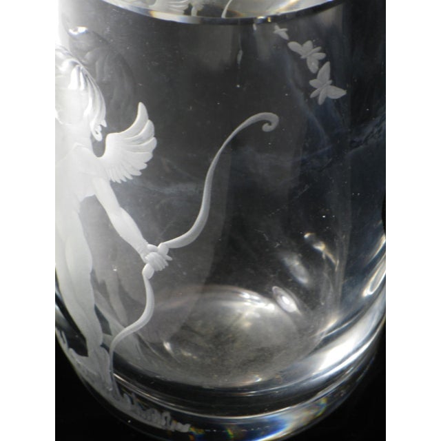 Mid 19th Century Vase Swedish Crystal Cupid Boy, 6" Engraved Naked Cherub, Kjellander Glass For Sale - Image 10 of 12