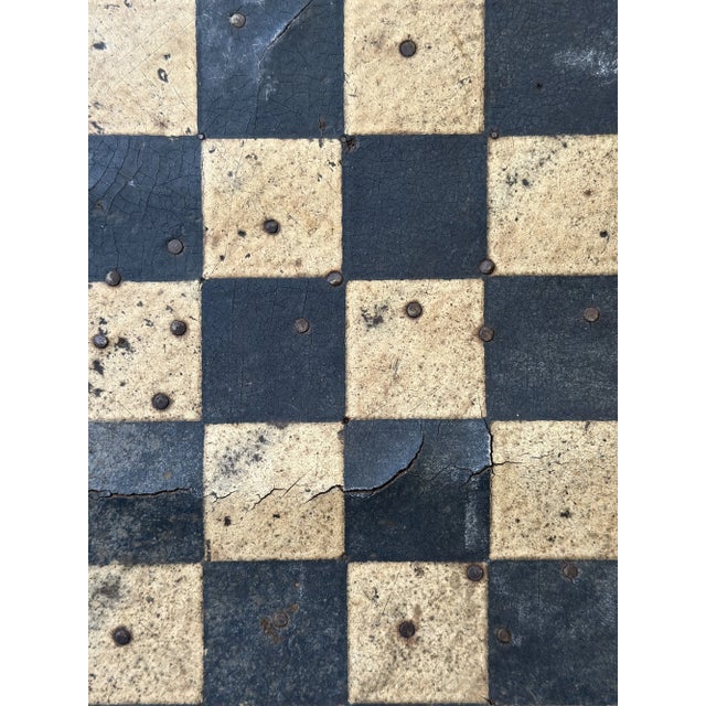 Antique Black-and-White Monochrome Game Board on Linoleum Tile, Circa 1910s-20s For Sale - Image 13 of 18