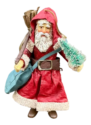 Vintage Handpainted Fabric Mache Santa Claus Figurine
