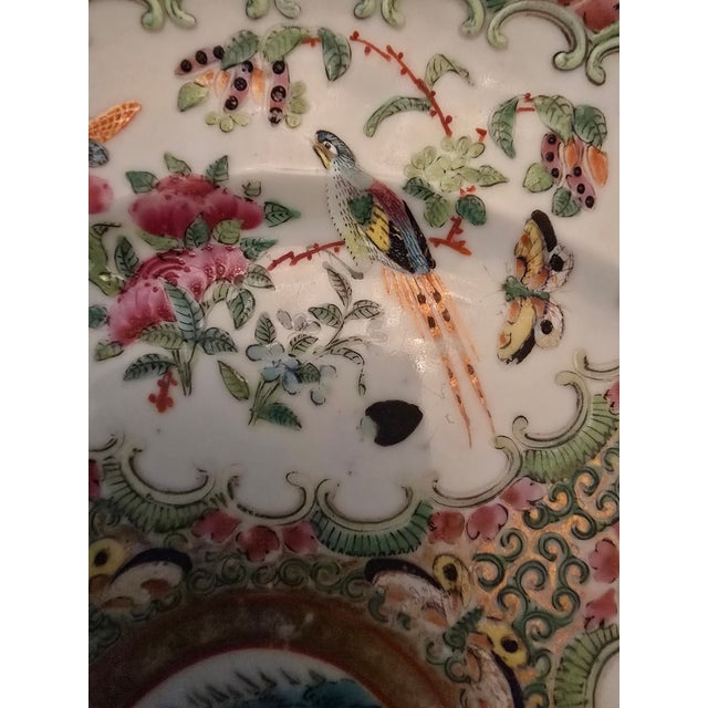 Antique Chinese Porcelain Set of Six Rose Canton Plates For Sale - Image 9 of 17