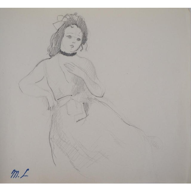 Marie Laurencin, Girl in Dress, Original Pencil Drawing For Sale - Image 6 of 6