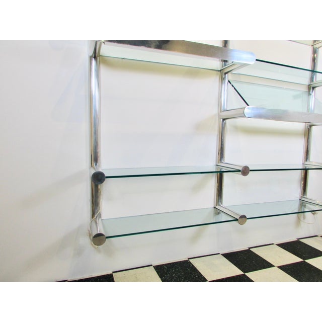 Mid 20th Century Janet Schweitzer for Pace Polished Aluminum Obra Wall Mount Shelving System For Sale - Image 9 of 12