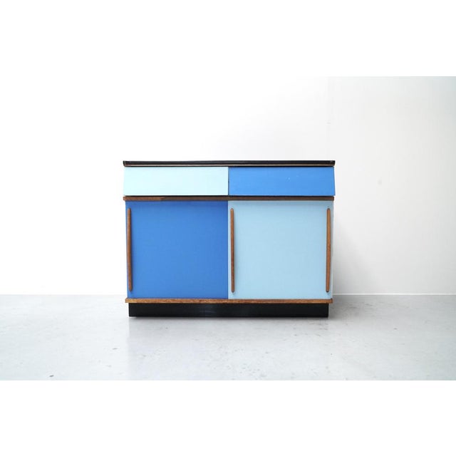 Blue Belgian Blue 2-Tone Kitchen Cabinet by Willy van der Meeren for Tubax, 1950s For Sale - Image 8 of 11