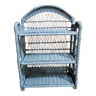 1970s Vintage Wicker Foldable Shelf For Sale