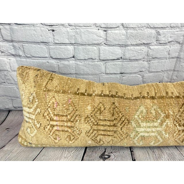 1960s 12 x 46 Lumbar Rug Pillow Regal Embellishments Turkish Pillow Cushion Cover For Sale - Image 5 of 7