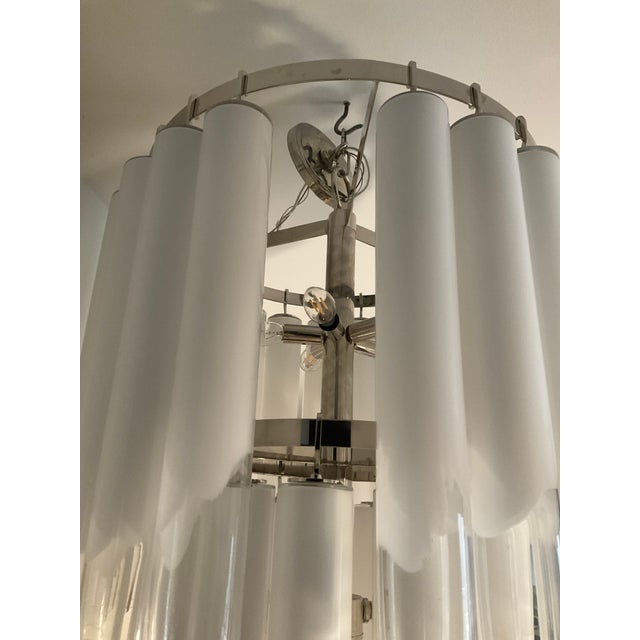 Early 21st Century Luxury 9 - Light Tiered Drum Glass Tube Chandelier For Sale - Image 5 of 9