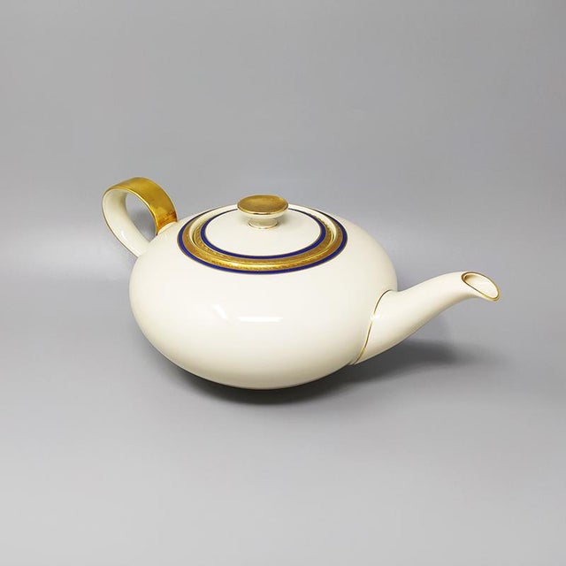 Mid-Century Modern German White, Blue and Gold Porcelain Tea Set/Coffee Set, 1950s, Set of 11 For Sale - Image 3 of 12