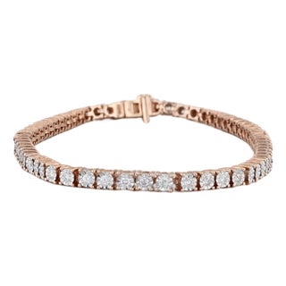 1.50ctw Diamond Tennis Bracelet 14k Rose Gold 9" 3.7mm For Sale