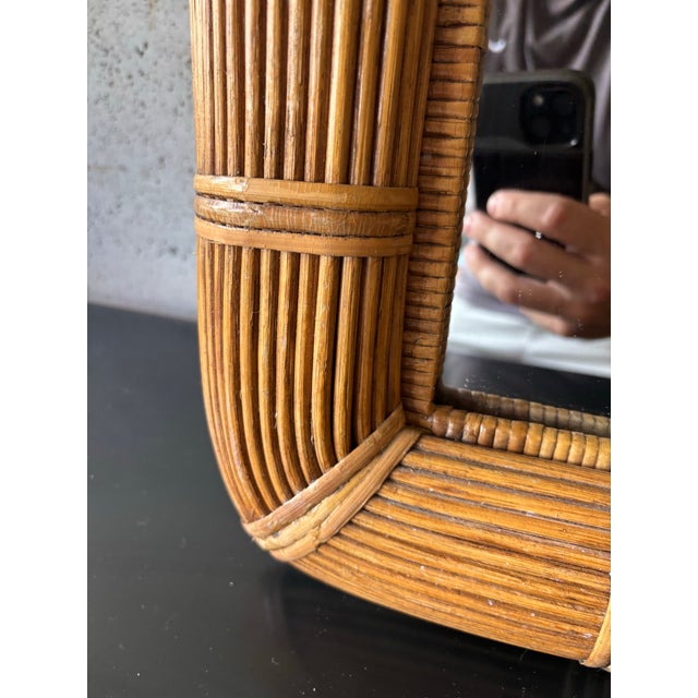 Vintage Pencil Reed Arched Wall Mirror in the Style of Vivai Del Sud For Sale In Miami - Image 6 of 6