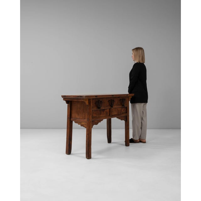 19th Century 19th Century Chinese Provincial Wooden Console Table With Drawers For Sale - Image 5 of 18