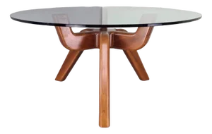 Ragno Table in Walnut and Glass by Giovanni Michelucci, 1981