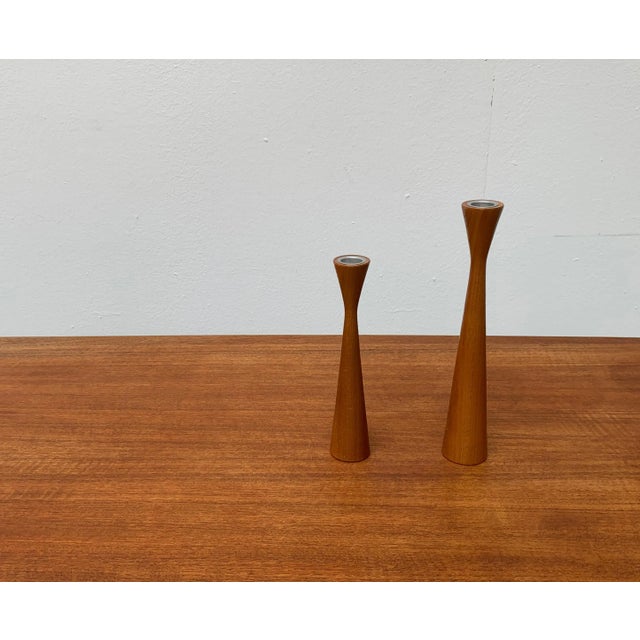 1960s Vintage Danish Teak Candleholders, Set of 2 For Sale - Image 5 of 18