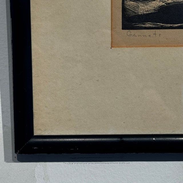 Black Mid 20th Century Kay Peterson Signed “Gannets” Original Lithograph, Framed For Sale - Image 8 of 8