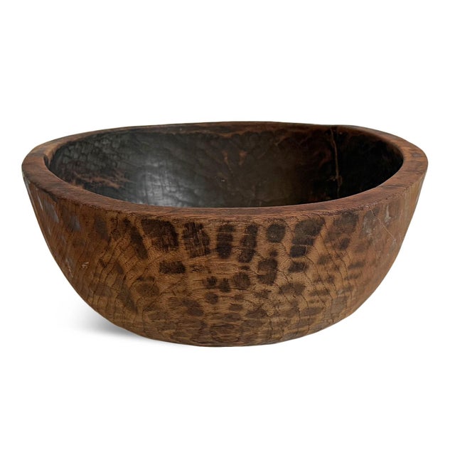 Vintage Nepal Wood Bowl For Sale - Image 4 of 7
