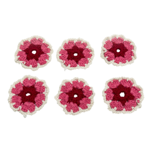Vintage Mid Century Handmade Pink and White Crochet Coaster Set - 6 Pieces