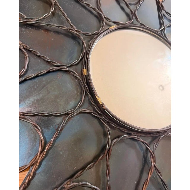 Mid 20th Century French Sunburst Brutalist Mirror in the Style of Line Vautrin For Sale - Image 9 of 11