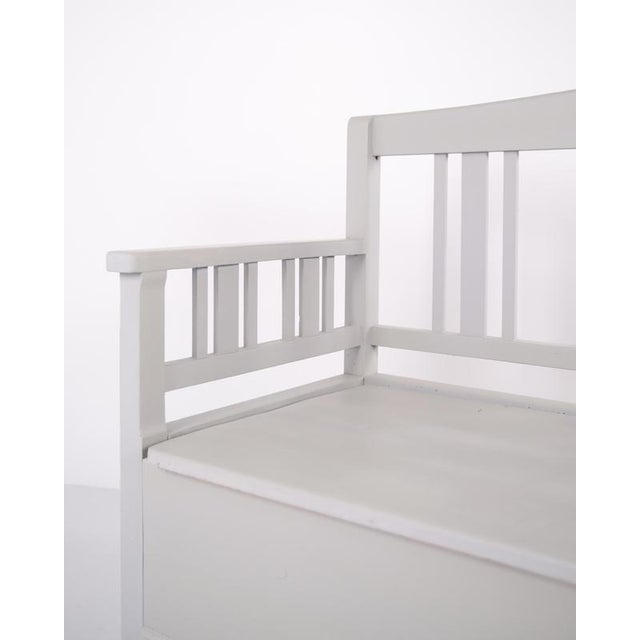 Wood Antique Swedish Bench in Grey Painted Pine, 1860s For Sale - Image 7 of 12