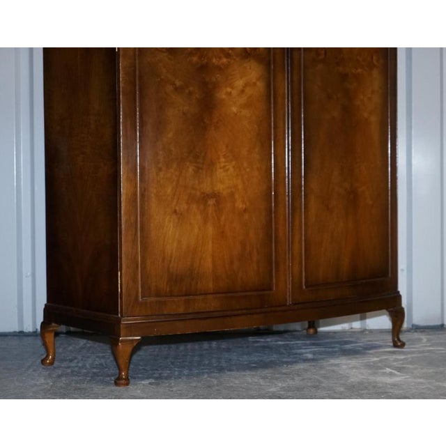 English Art Deco Walnut Double Wardrobe with Queen Anne Legs, 1920s For Sale - Image 4 of 18